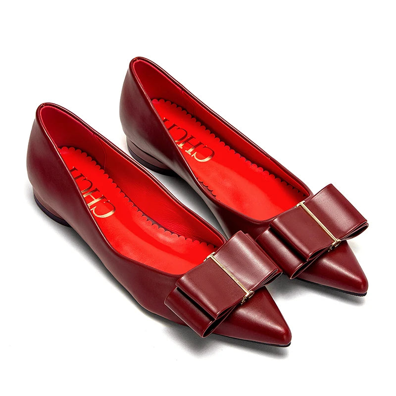 CHCH Zapatos planos para mujer Nuevos zapatos de negocios con lazo puntiagudo negro Zapatos cómodos para ir al trabajo para mujer