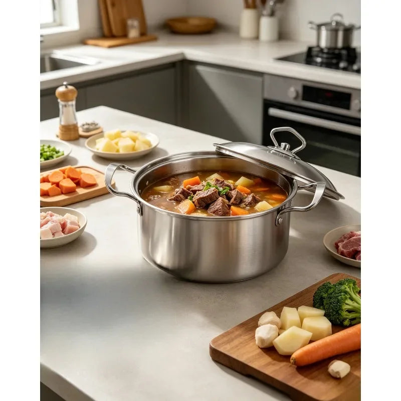 Olla de Cocina de Acero Inoxidable, Cacerola Antiadherente para Leche con Tapa, Utensilios de Cocina, Accesorios, Ollas para Sopa, Portátil para Camping