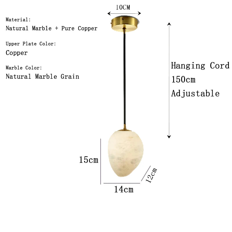 Iluminación colgante de piedra de mármol de alabastro de diseño moderno de alta gama, lámpara de decoración de escalera de isla de cocina española, lámpara de techo LED