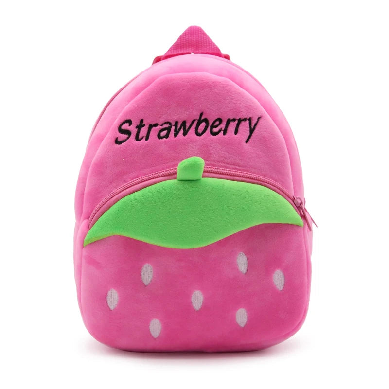 Bonita mochila de felpa de fresa para niños, Mini bolsas escolares de animales de dibujos animados, bolsa de dulces para niños, regalo para niños y niñas de 1 a 3 años
