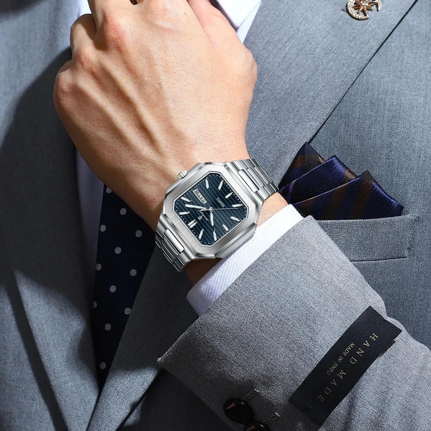 Reloj POEDAGAR de negocios para hombre, resistente al agua, luminoso, con fecha, semana, relojes clásicos para hombre, Reloj de pulsera de cuarzo de acero inoxidable para hombre