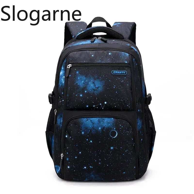 Nuevo conjunto de 3 uds de mochilas para niños, bolso escolar con patrón de cielo estrellado para estudiantes, bolso escolar impermeable con bolsa de almuerzo, estuche para lápices