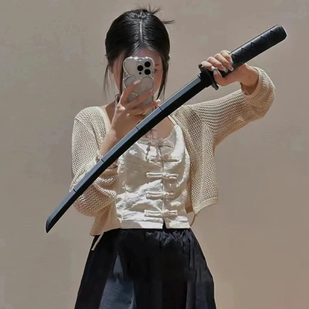 Samurai telescópico recto por gravedad con estampado 3D, juguetes para aliviar el estrés, accesorios elásticos, Katana plegable creativa, regalos divertidos