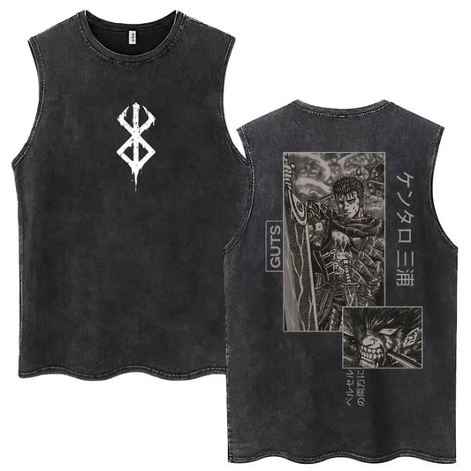 Anime Berserk Guts Tanktop Harajuku – Retro-Manga-Stil, Unisex, Übergröße