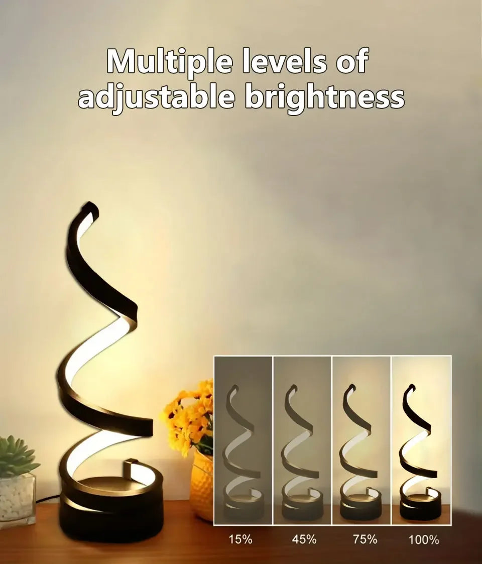 Luz LED nocturna, lámpara de mesa en espiral, lámparas de noche modernas, lámpara de noche regulable, decoración para oficina, sala de estar y dormitorio, luces nocturnas
