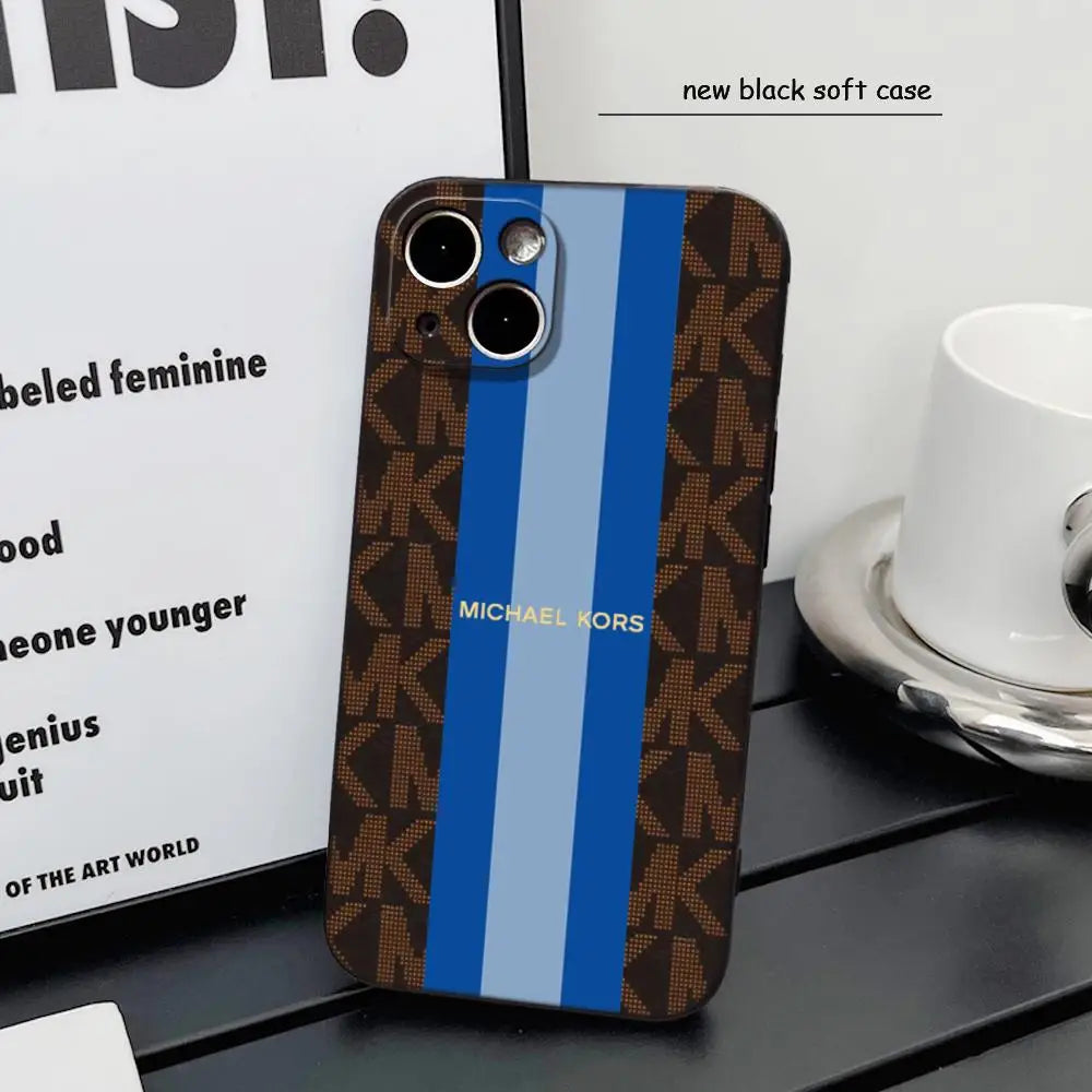 Funda HYBXAXC HD M-Michael Kors--M-K para iPhone 17 Air 16 15 14 Plus 13 12 11 Pro Max 16e, Antigolpes, Transparente, con Parte Trasera HD