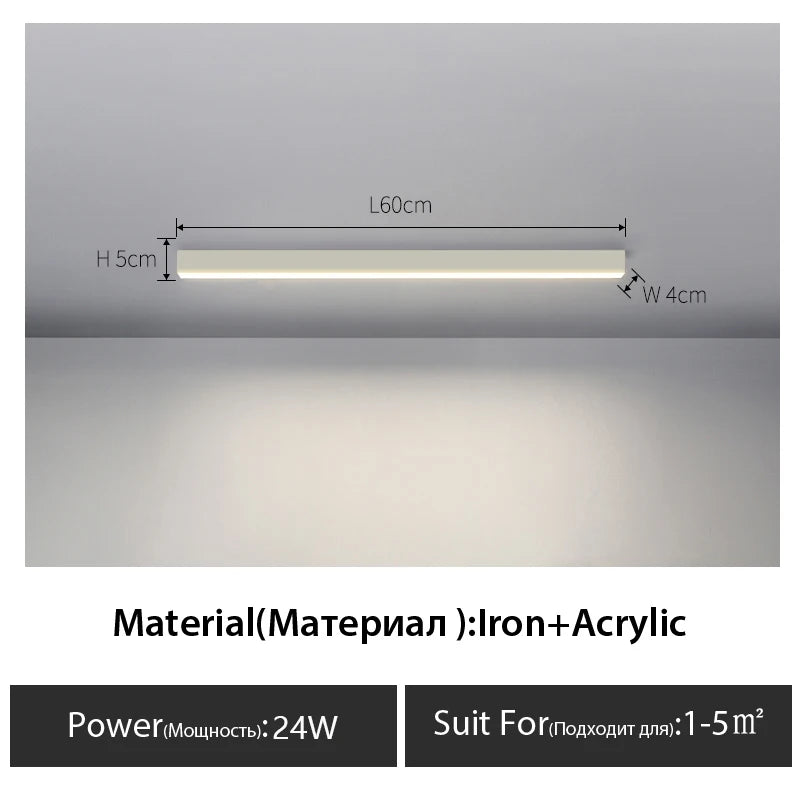Luces de techo para balcón, lámpara LED de tira larga para pasillo, dormitorio, comedor, sala de estar, guardarropa, lámpara de techo, decoración de cocina de isla