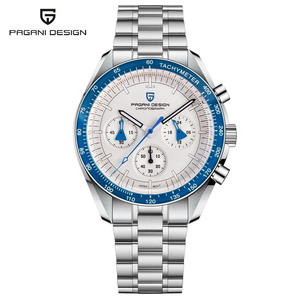 Relojes PAGANI DESIGN Moon para hombre, reloj de cuarzo de lujo dorado, cronógrafo deportivo, zafiro AR, resistente al agua, luminoso, regalo para hombre