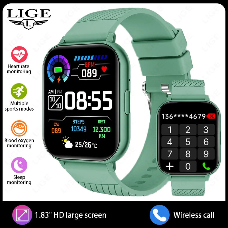 LIGE, nuevos relojes inteligentes con llamadas Bluetooth, reloj de pulsera para mujer, relojes deportivos para Fitness, reloj inteligente resistente al agua IP67 para iPhone, Android, iOS
