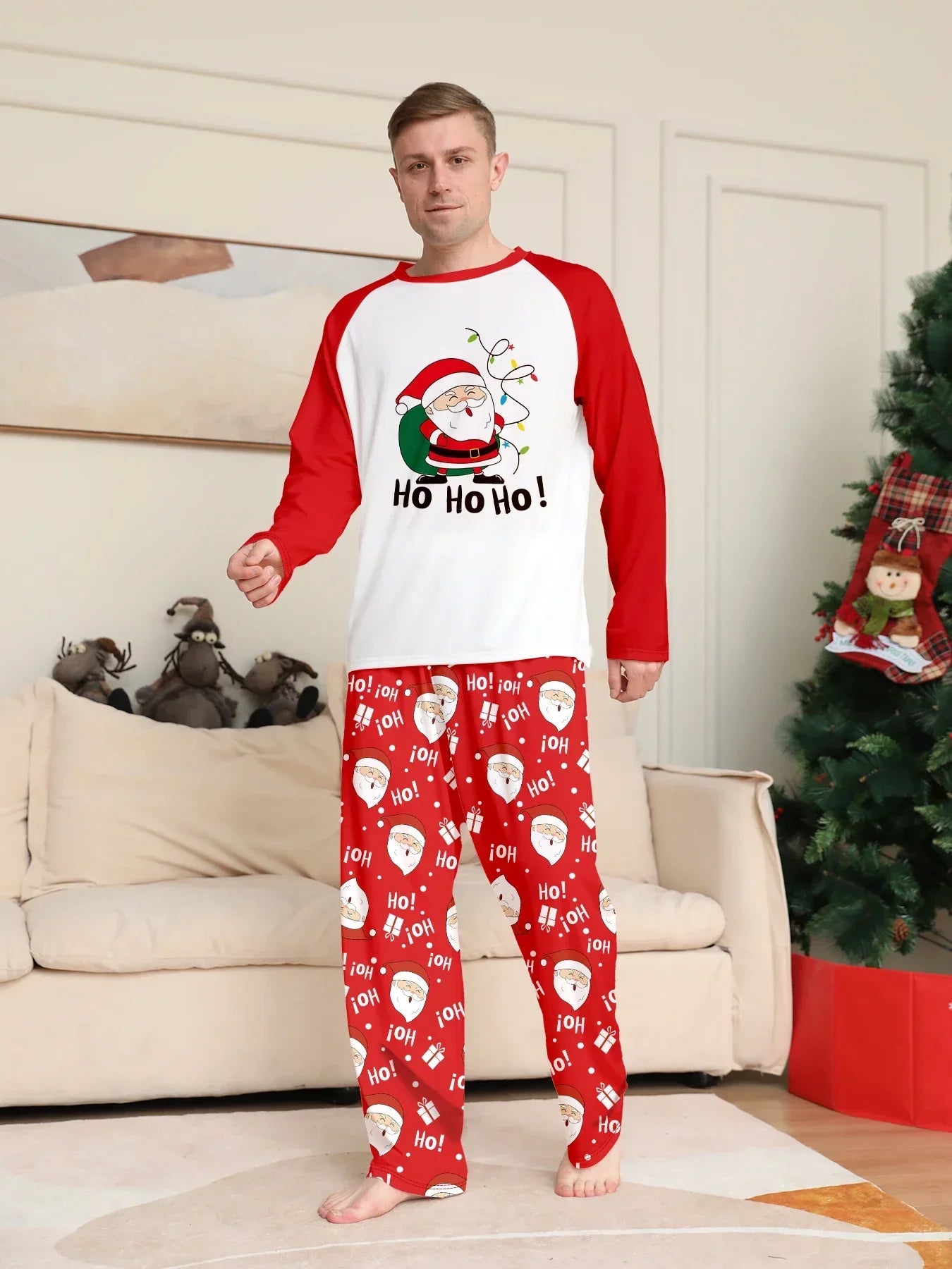 Nuevo pijama navideño con apariencia familiar, estampado de Papá Noel, trajes a juego para madre, padre y niños, traje holgado bonito de 2 piezas, ropa de dormir, ropa de Navidad