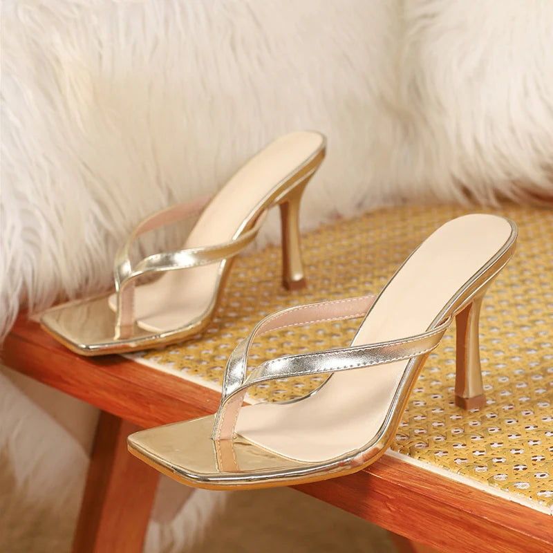 Liyke, moda de verano, zapatillas finas de tacón alto, chanclas de playa con Clip cuadrado para mujer, zapatos, sandalias de gladiador, chanclas para mujer