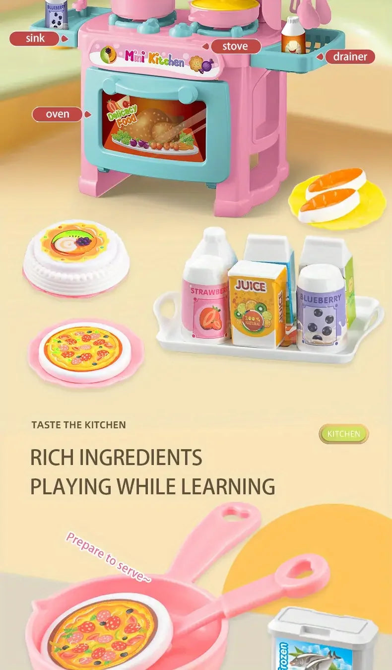 Mini juego de mostrador de cocina DIY, vajilla de comida de cocina simulada, juego de rol para casa, juego de simulación, juguete para regalo para chico y niño
