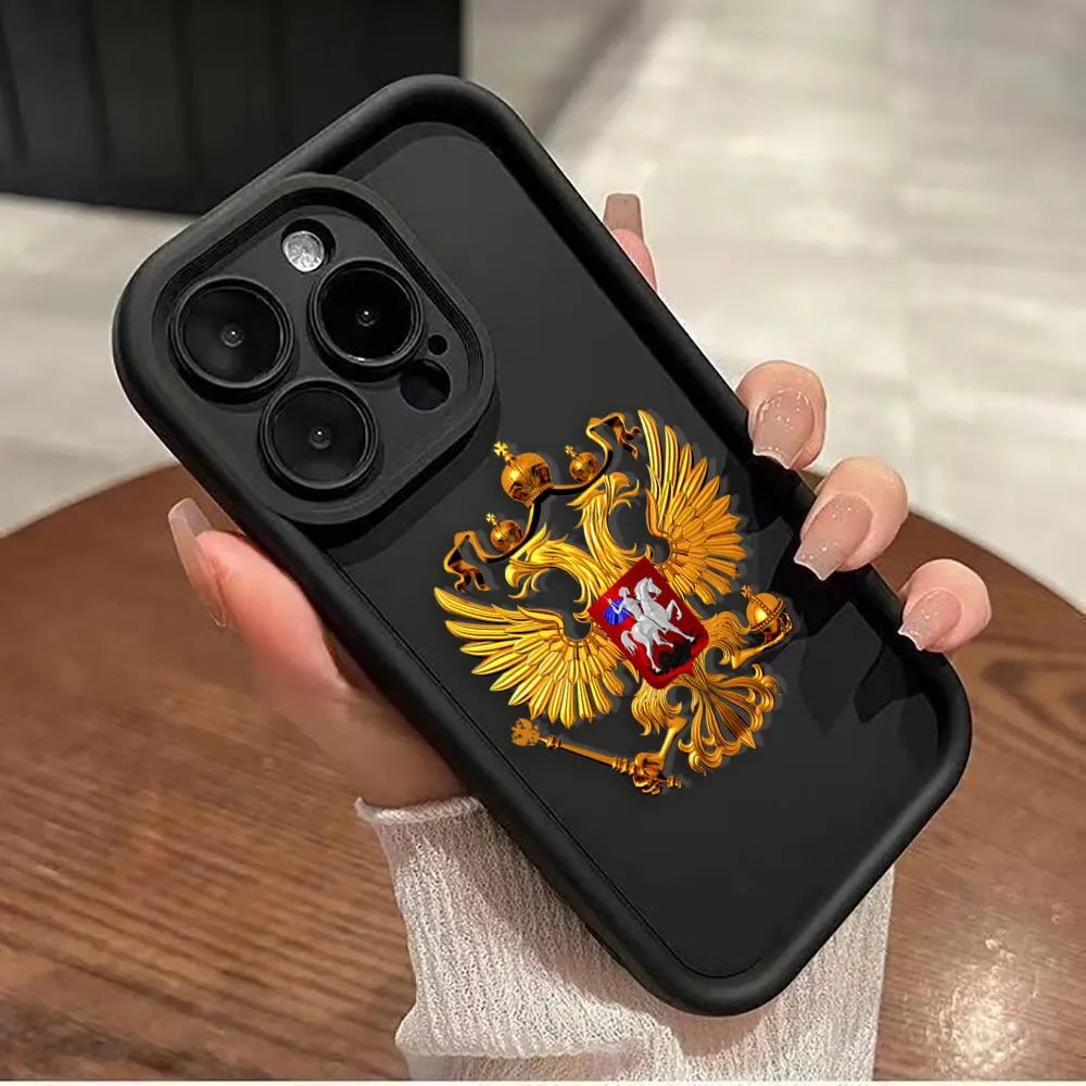 Funda de teléfono con emblema de banderas rusas para iPhone 15 14 13 12 11 Pro XS Max X XR SE 7 8 6 6S Plus Funda de silicona suave Funda Coque