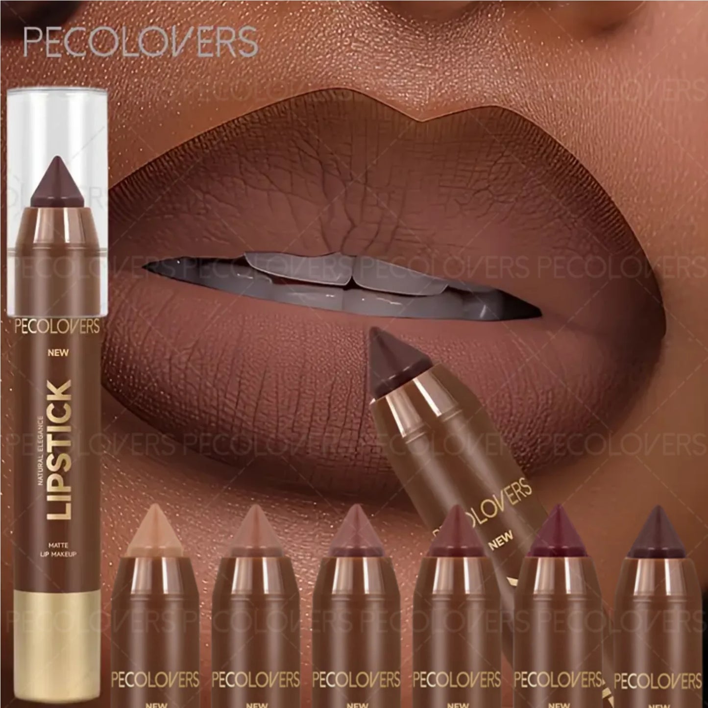 Delineador de labios y lápiz labial 2 en 1 (1 unidad): acabado mate, para definir el contorno de labios, se adapta a estilos de maquillaje de otoño e invierno