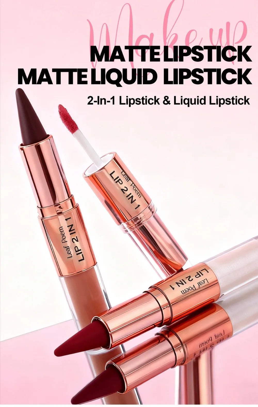 Delineador de Labios 2 en 1 de Doble Punta, Acabado Mate, Antiadherente, Resistente al Agua, Punta Cónica, Delineador de Labios de Larga Duración con Efecto Degradado