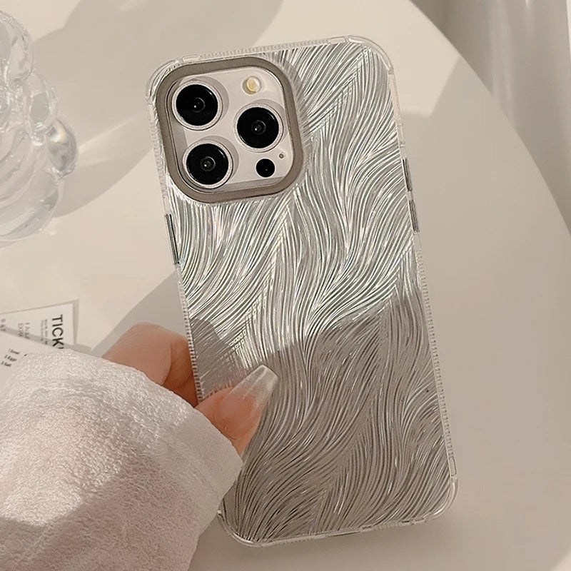 Funda de teléfono con diseño de plumas bonitas de lujo para iPhone 15, 14, 13, 12 Pro Max Plus, protección de lente chapada elegante, cubierta trasera anticaída