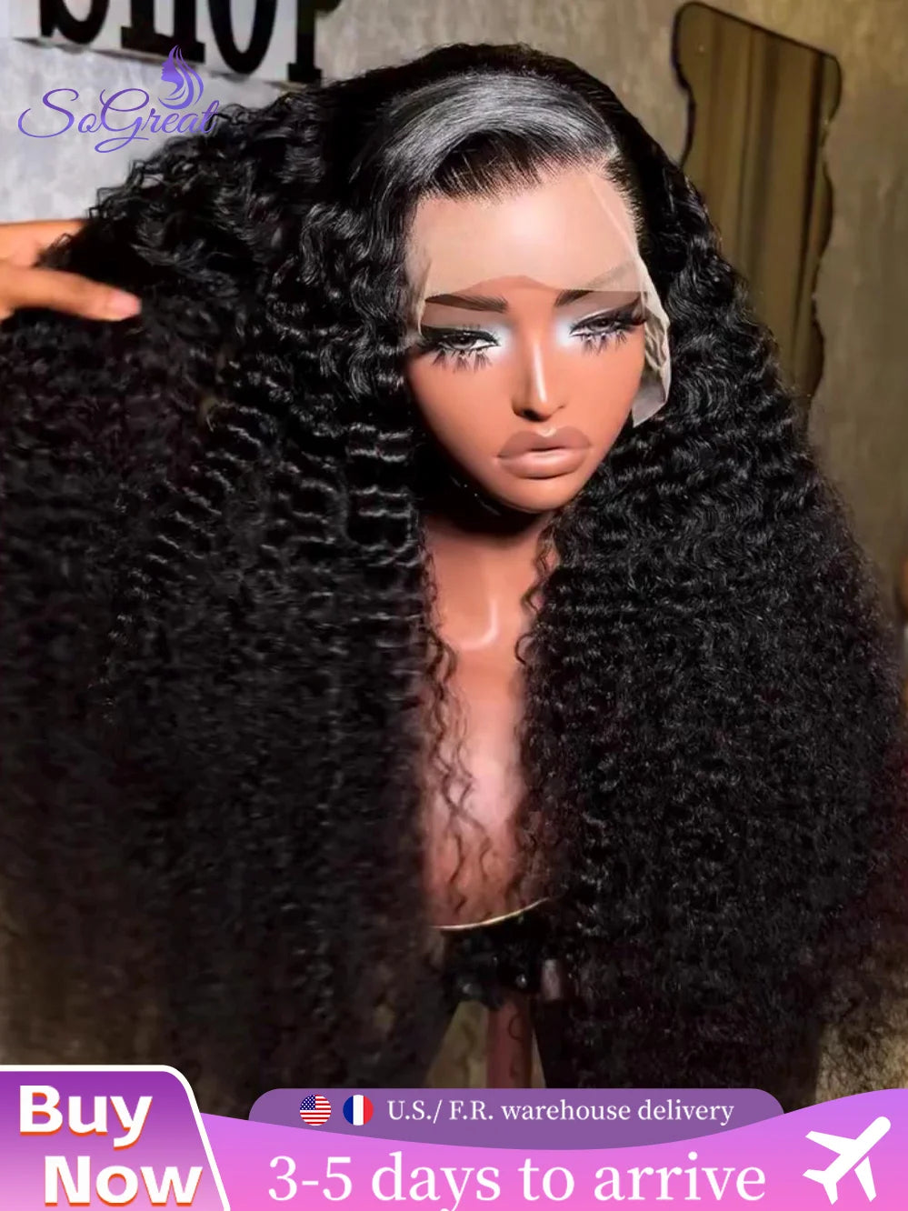 SoGreat peluca de encaje Hd rizada de onda profunda, cabello humano 13x6, peluca negra Natural, cabello humano 13x4, cabello brasileño prearrancado Frontal de encaje