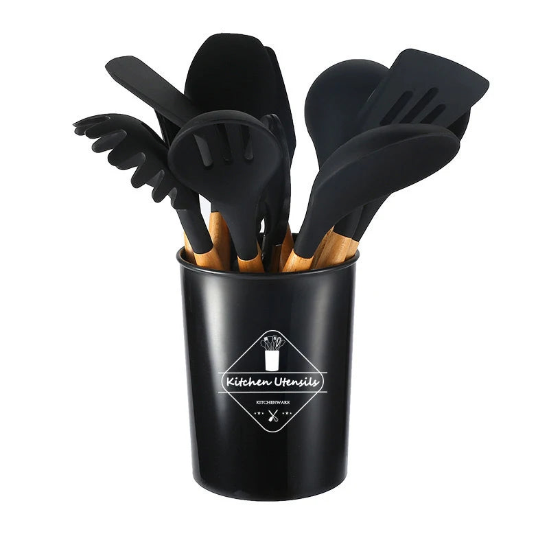 Kit de cocina de silicona de 12 piezas, utensilios de calidad alimentaria, juegos de cocina, espátula giratoria, cuchara medidora, utensilios de cocina prácticos, herramienta Kitchenwa