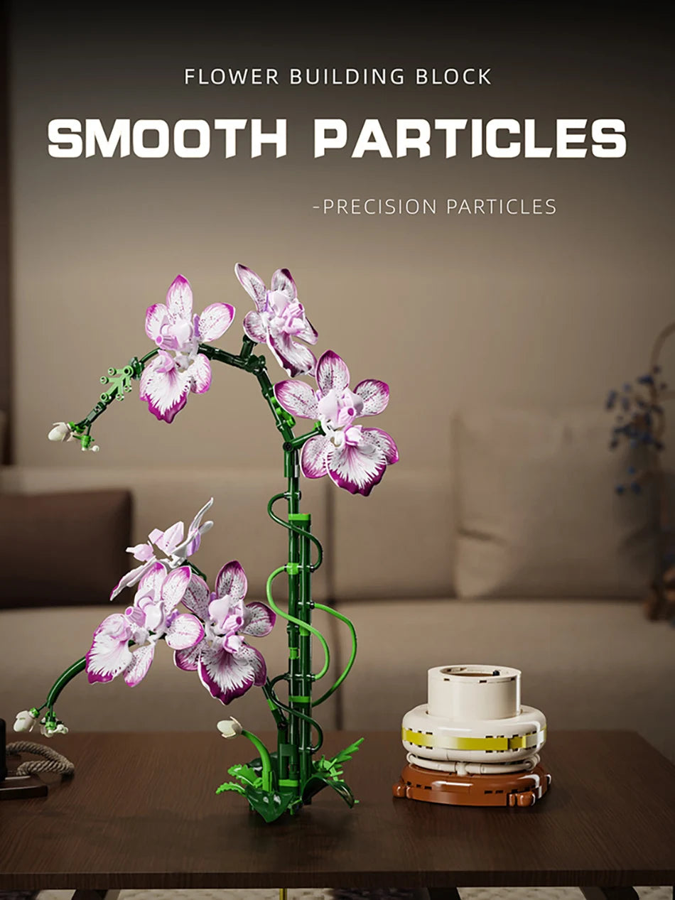 Orquídea creativa Cymbidium flores eternas planta en maceta bloques de construcción simulación Phalaenopsis DIY ladrillos juguetes regalo de San Valentín