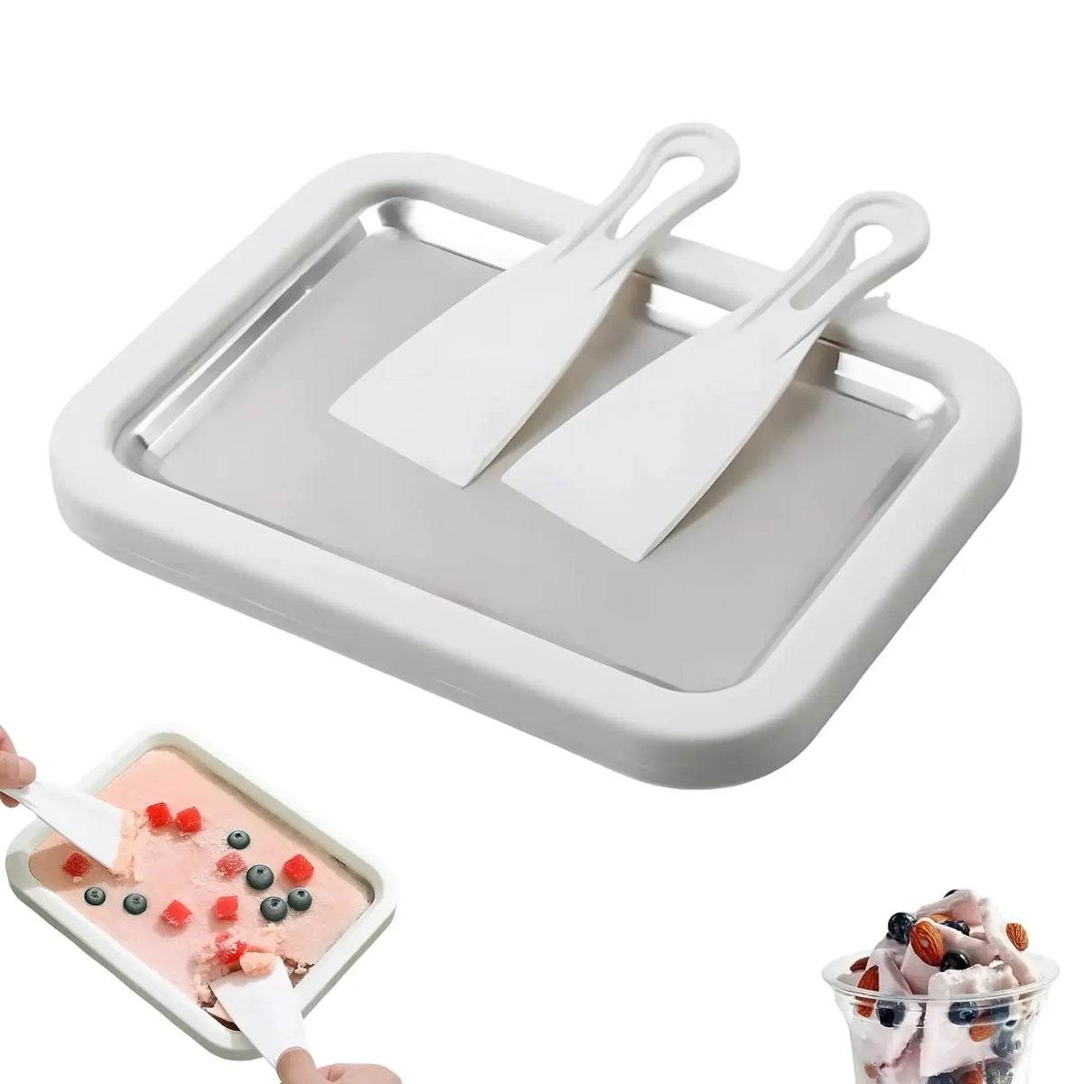 Máquina para hacer helados DIY, máquina para hacer yogur, helado casero para sorbete de crema para niños, máquina para hacer helados enrollados para el hogar con 2 espátulas