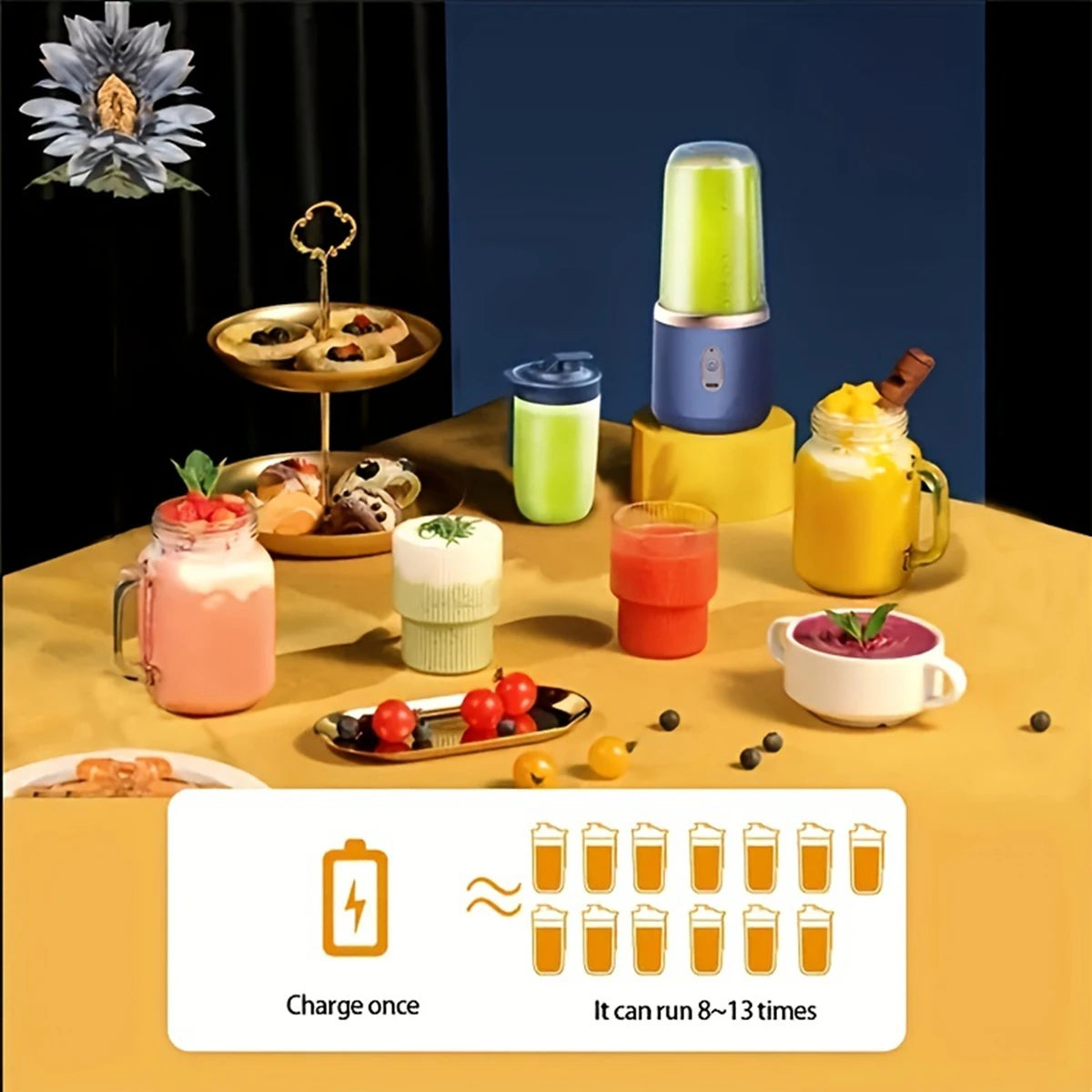 Licuadora Portátil Eléctrica con 6 Cuchillas, Multifuncional, para Jugos, Smoothies, Hielo y Procesamiento de Alimentos