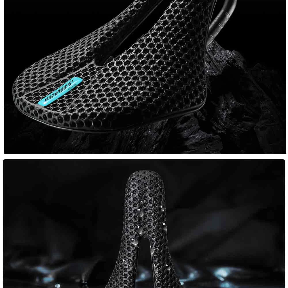 RYET-sillín de carbono para bicicleta con estampado 3D, 140mm, 142mm, superligero, para carreras de montaña, EVA, cojín para asiento de bicicleta, pieza de asiento para ciclismo