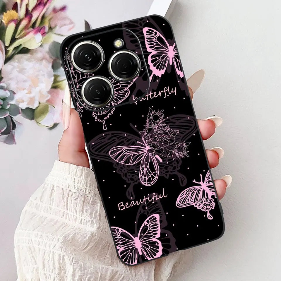 Para Tecno Spark 20c 20 Pro Plus Spark20 Pro Funda de teléfono Funda trasera de goma suave Mujer moda patrón de dibujos animados Funda de parachoques