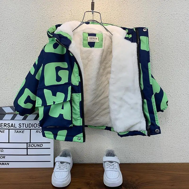 Abrigo para niños, chaqueta, prendas de vestir, Tops de algodón, moda 2023, grueso, además de terciopelo, abrigo de talla grande para invierno y otoño, ropa para niños