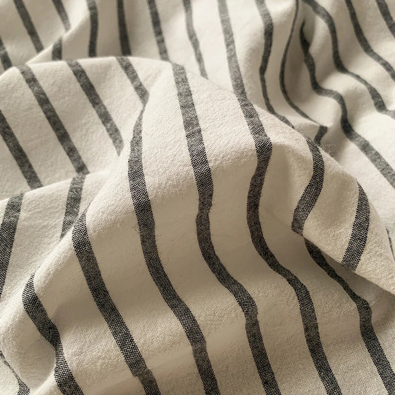 Juego de cama 100% de algodón a rayas, funda nórdica con funda de almohada, funda de edredón, tamaño King