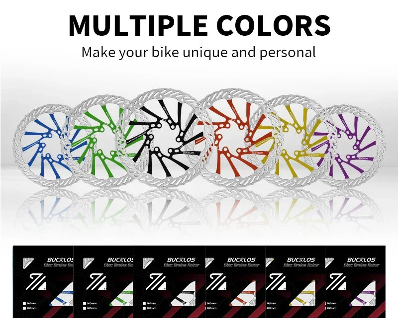 BUCKLOS-Rotor de freno de disco hidráulico ultraligero para bicicleta de montaña, disco de freno de bicicleta de carreras de carretera de montaña de 160/180/203mm con 6 pernos gratis