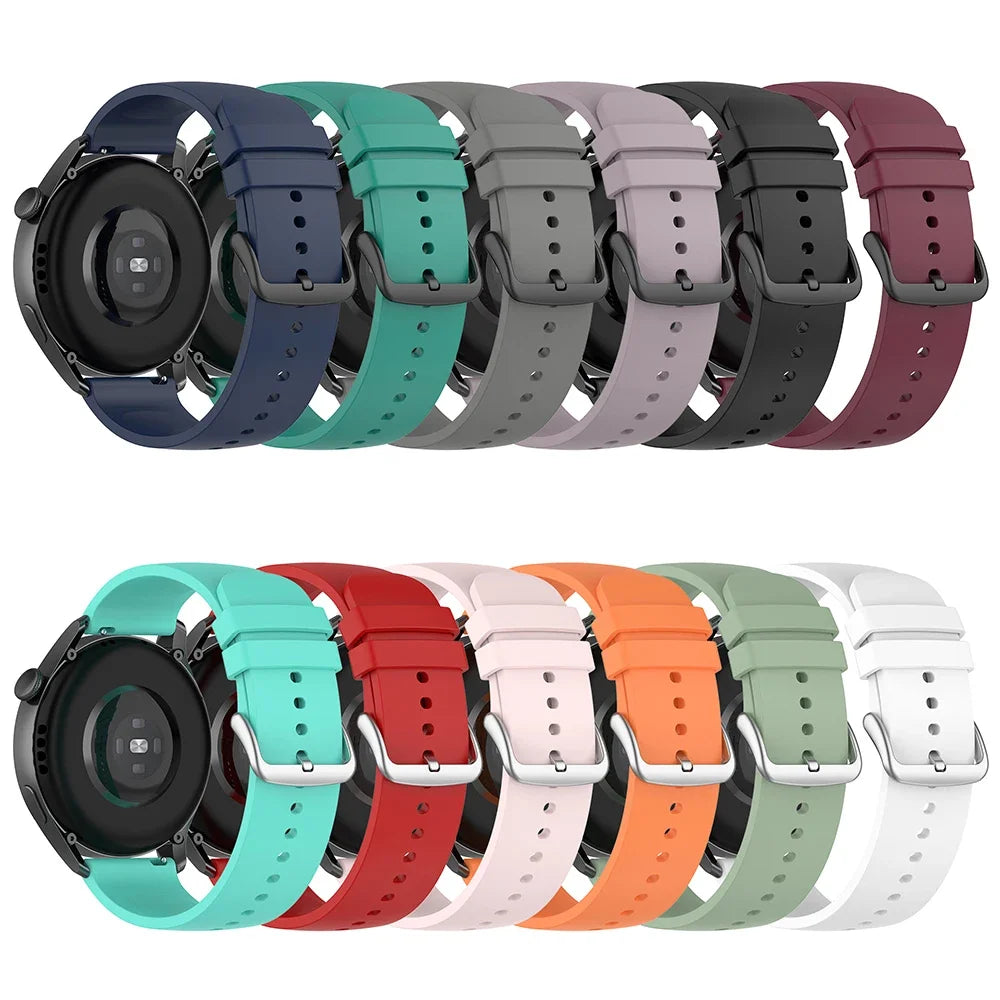 Correa de silicona para Huawei Watch GT 3 GT3 GT2 46 mm 42 mm Correa de silicona con hebilla negra con cola redonda