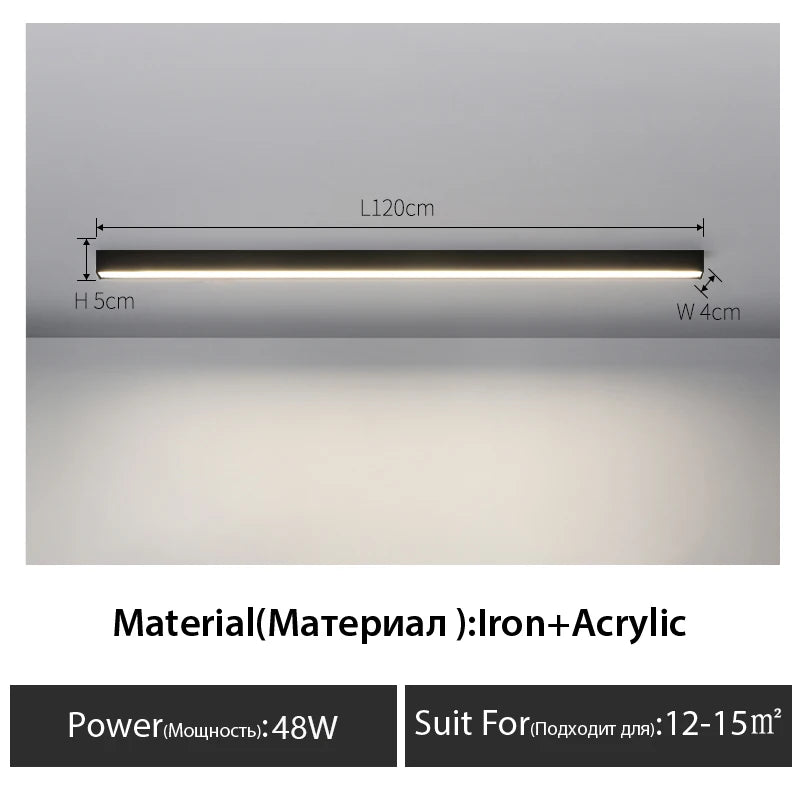 Luces de techo para balcón, lámpara LED de tira larga para pasillo, dormitorio, comedor, sala de estar, guardarropa, lámpara de techo, decoración de cocina de isla