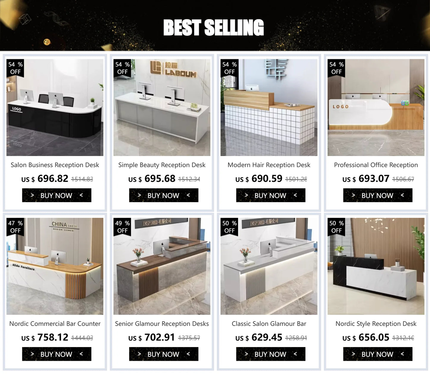 Mostradores De recepción simples Premium Glam moderno nórdico único Bar mostrador De lujo lindo Escritorio De recepción muebles comerciales