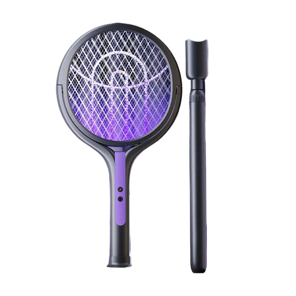 Matamoscas eléctrico retráctil y giratorio 2800V – 90 °   Matamosquitos 2 en 1 con Cabezal de Malla, Recargable de 1200 mAh
