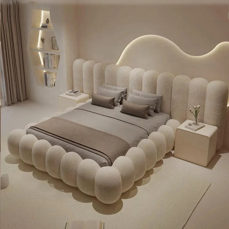 Muebles de Dormitorio Personalizados, Camas Tapizadas en Tela, Camas Modernas de Lujo, Camas King Size, Queen Size, Camas Dobles con Estructura de Madera