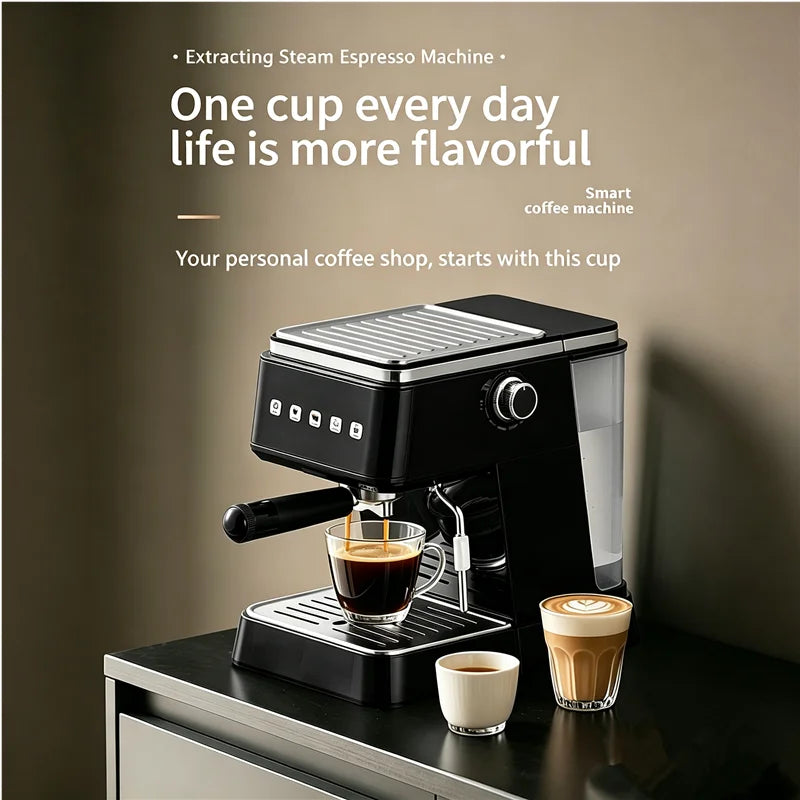 Cafetera Espresso de 20 Bares de Presión, Calentamiento Rápido en 20s, Extracción Automática, Espumador de Leche, Cafetera Barista para el Hogar, Tanque de Agua de 1.5L