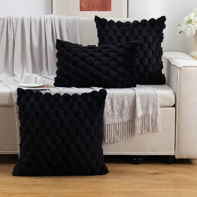 Funda de almohada tejida de terciopelo con copos de nieve, funda de almohada de Color sólido, funda de cojín de cintura suave y cómoda para sala de estar, sofá, decoración del hogar