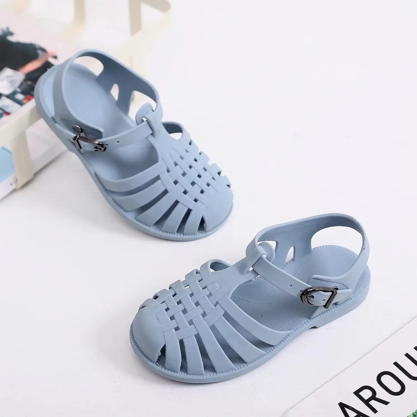 Sandalias de Playa para Niñas, Estilo Gladiador, Suaves, Antideslizantes, Tipo Jelly, Planas, Retro, Romanas, para el Verano