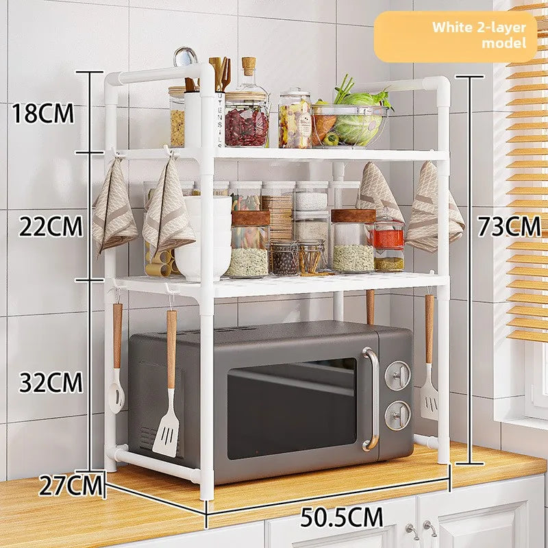 Estante de Cocina Resistente, Soporte para Horno de Microondas de Pie, Estante de Almacenamiento de 2 Niveles, Organizador para Freidora de Aire, Soporte para Ollas