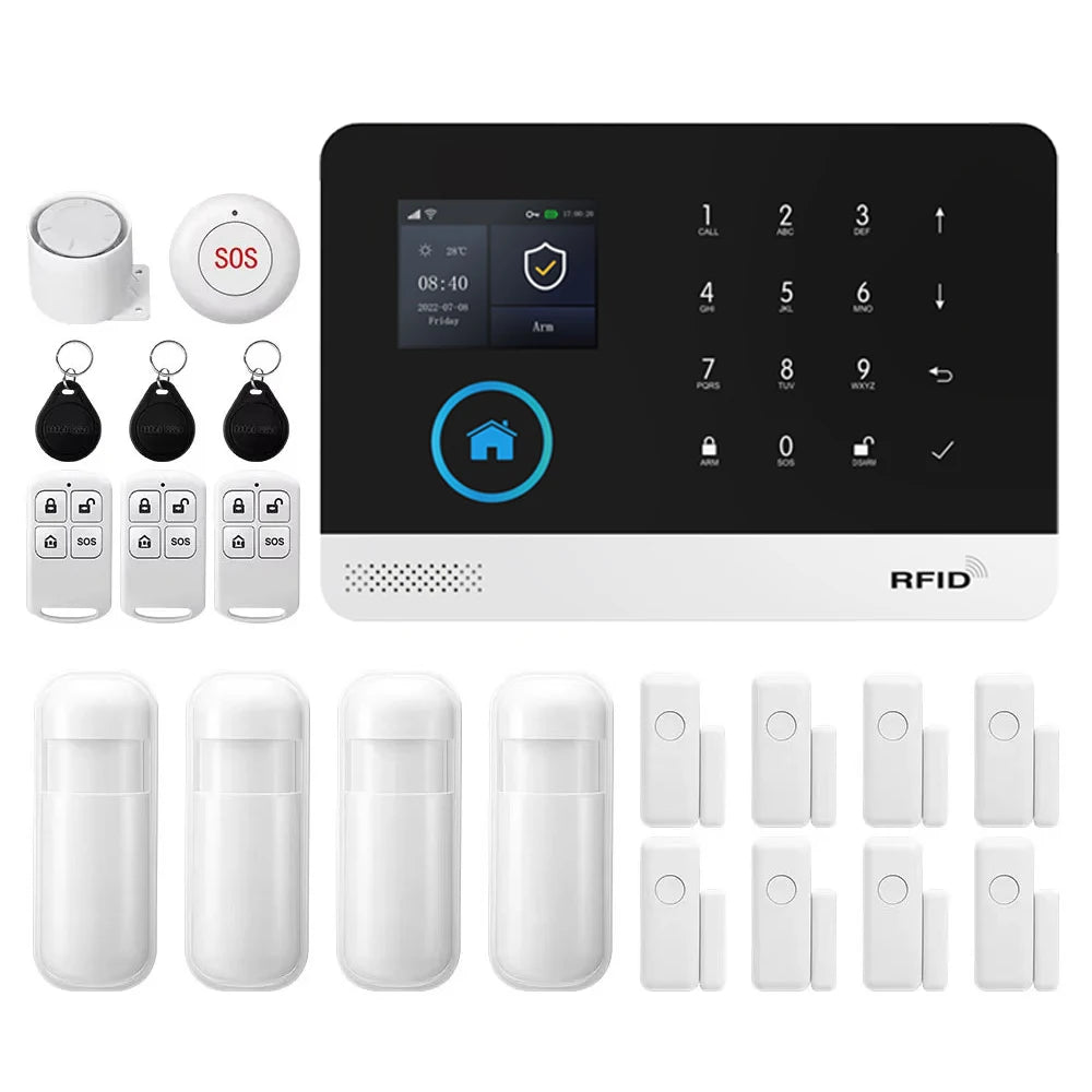 PGST alarma antirrobo inteligente WiFi 4G Works with Tuya Smart Life sistema seguridad inalámbrico hogar apartamento control remoto app sensores puerta ventana instalación rápida sin tarifas adicionales