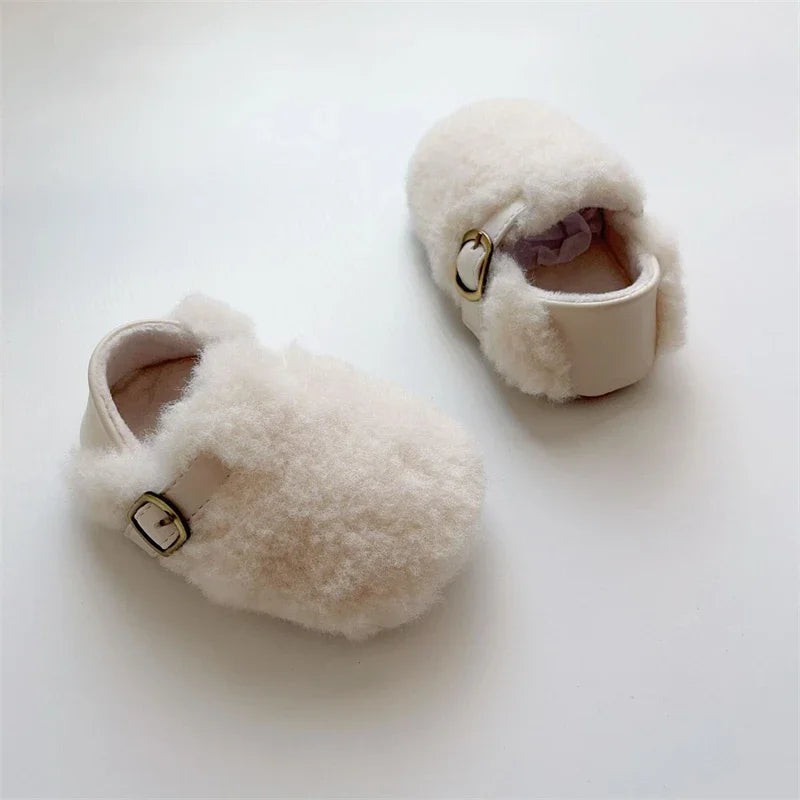 Otoño Invierno, zapatos para bebés, niños y niñas, zapatos gruesos de felpa para bebés, zapatos cómodos de suela blanda para niños pequeños, zapatos para caminar
