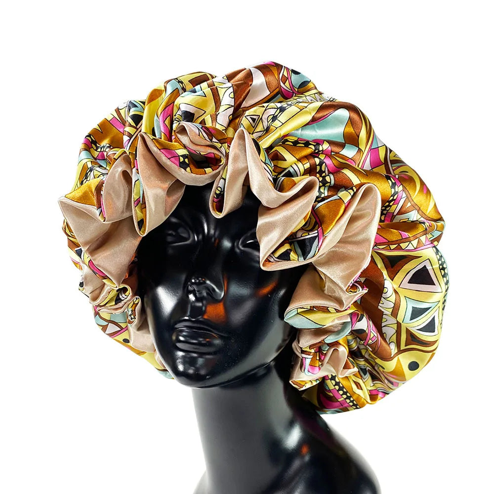Nuevo Gorro de satén, gorro grande de satén forrado, gorro para dormir, gorro sedoso para dormir de noche, gorro para mujer, estilismo para el cabello