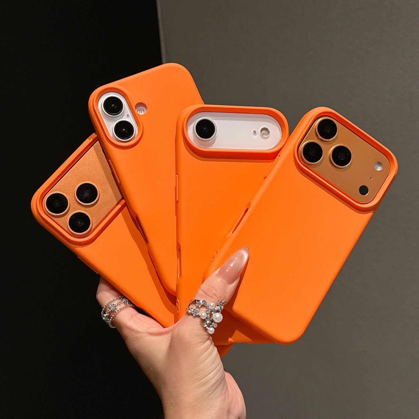 Funda Original de silicona líquida de Color naranja para iPhone 17 Pro Max 17 16 15 14 13 12 11 ProMax mini Plus cubierta de parachoques antideslizante