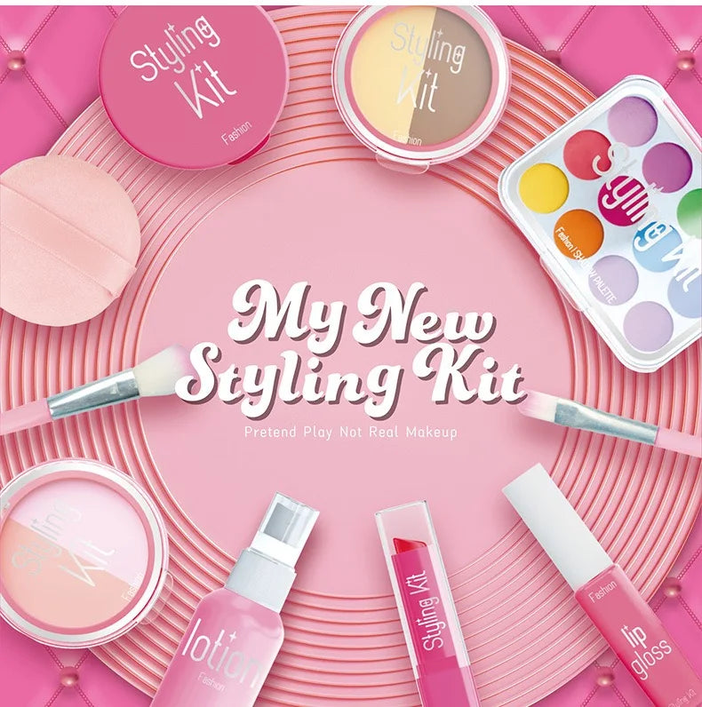 Set de Maquillaje de Juguete para Niñas: Manicura Falsa, Color de Labios, Sombra de Ojos, Cosméticos y Juguetes con Temática de Princesa (No se pueden lavar)