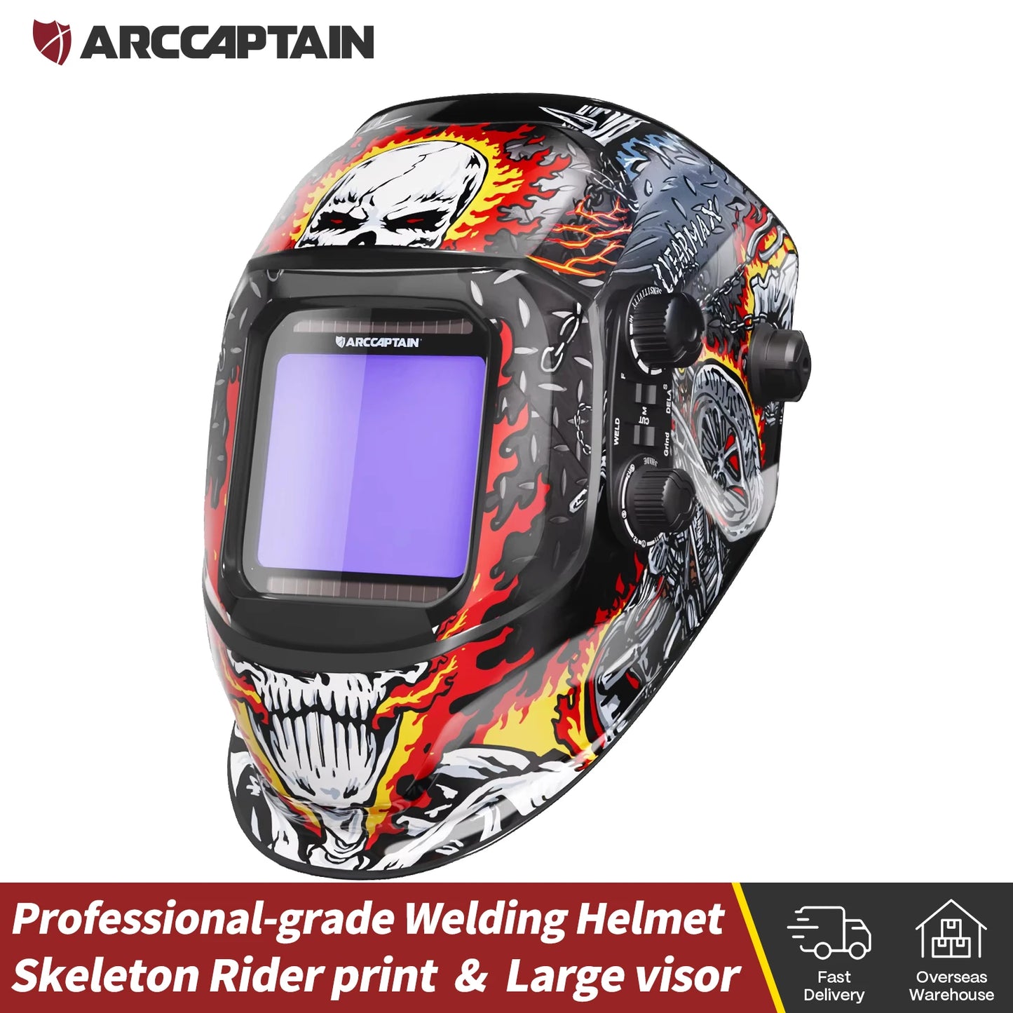 Casco de Soldadura ARCCAPTAIN con Oscurecimiento Automático, 4 Sensores, 1/25000s, para Soldadura TIG MIG ARC, Gran Visibilidad, Color Real