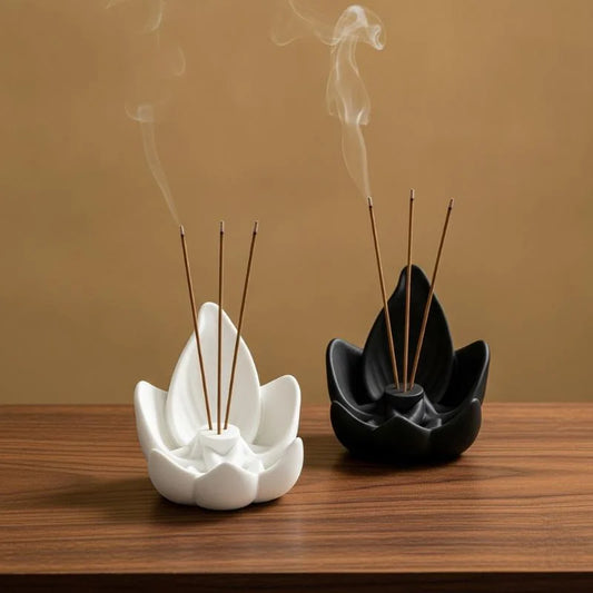 Porta incienso creativo en forma de loto, un artículo decorativo para el hogar que ayuda a regular las emociones y purificar el aire, facilitando el sueño.