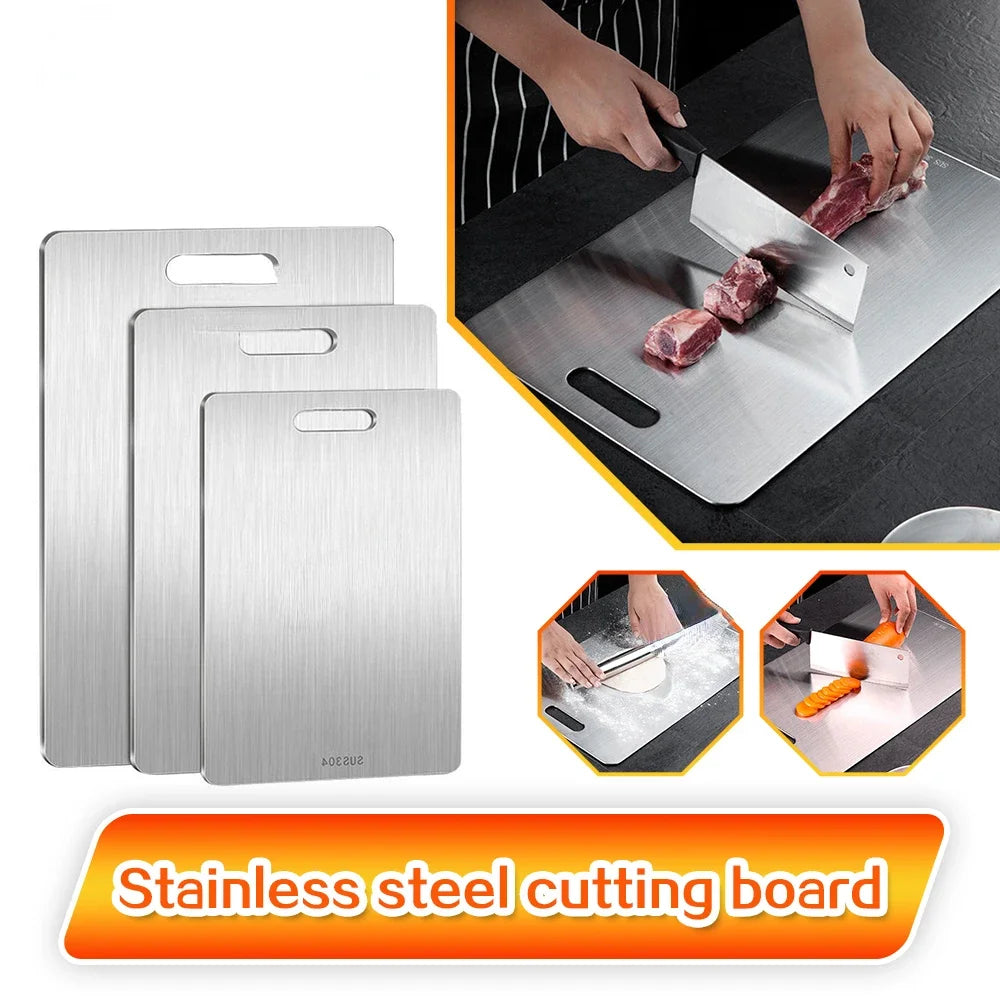 WXCOO Tabla de Cortar de Acero Inoxidable, Tabla de Cortar de Doble Cara, Tabla para Amasar, para Cocina y Hogar