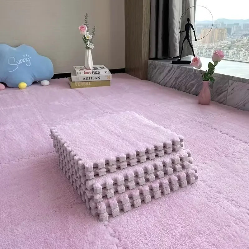 Alfombra de juego de felpa para bebés de 4-20 piezas, sin BPA, entrelazado, DIY, alfombra de juego para niños, decoración del hogar, alfombra de protección del suelo