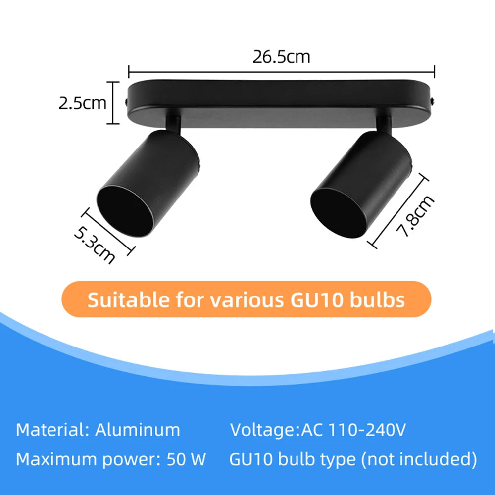 Lámpara de techo, luz de pista LED para dormitorio, pasillo, tienda, lámpara superior, bombilla GU10, iluminación de repuesto, focos LED ajustables
