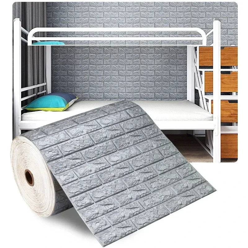 Papel tapiz autoadhesivo de 70cm x 10m, decoración de papel tapiz de ladrillo de espuma antigua, pegatina de pared 3D impermeable para sala de estar y dormitorio